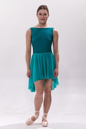 Anna Mesh High Low Skirt in Teal